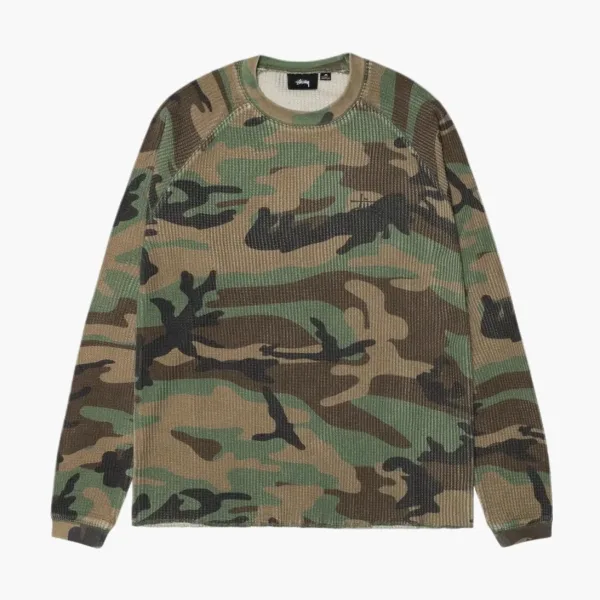Stussy Raglan Thermal Long-Sleeve Crew Woodland Camo 