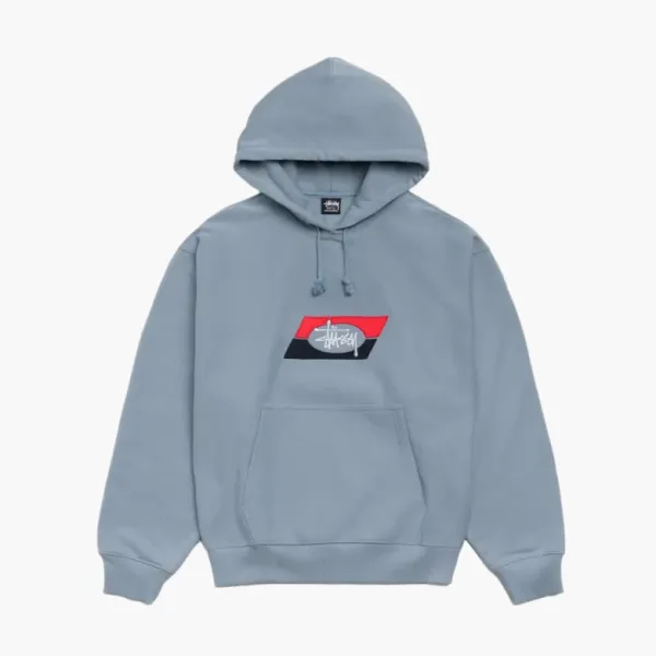 Stussy Double Stripe Embroidered Hoodie Slate Blue