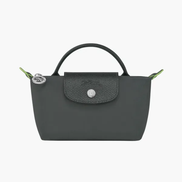 Longchamp Le Pliage Green Handle Pouch Graphite