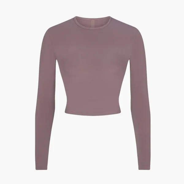 Skims New Vintage Cropped Long Sleeve T-Shirt Zinc