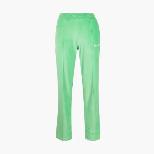 Sporty & Rich Italic Logo Embroidered Velour Track Pant WMNS Green/White