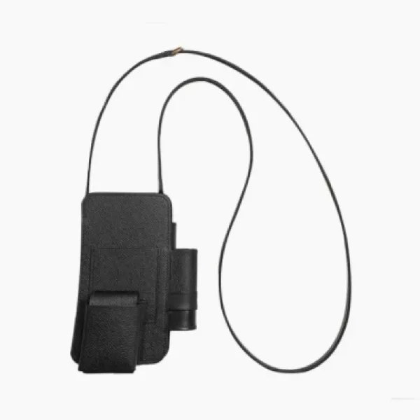 Hermes Epsom Swift With Box Calfskin Cell Phone Pouch Black