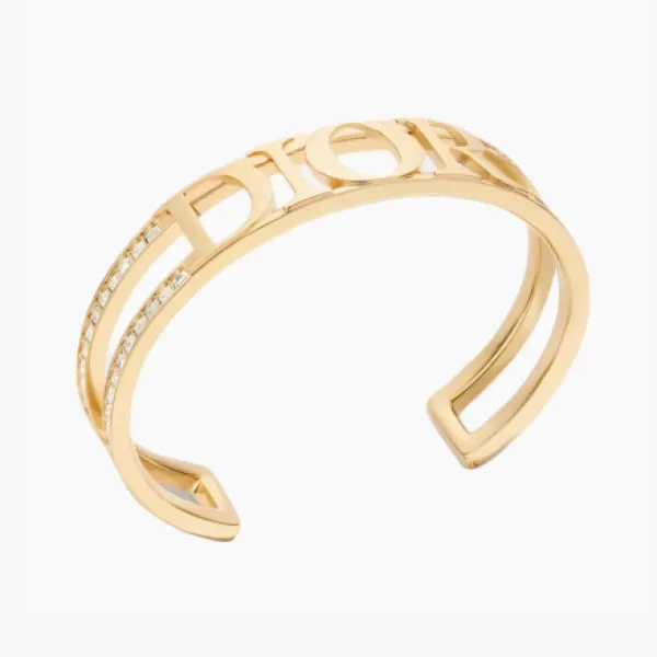 Dior Metal Bangles WMNS Gold Logo Cuff