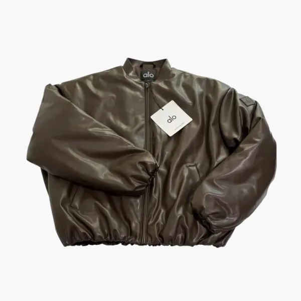 Alo Yoga Faux Leather Premier Bomber Espresso