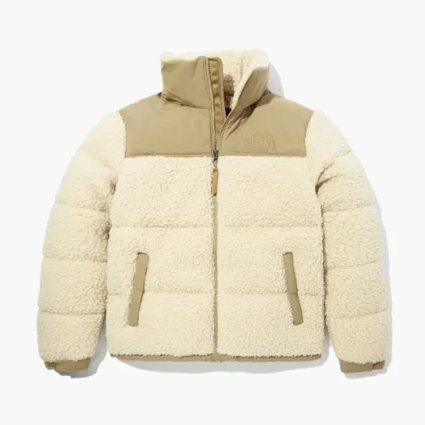 The North Face Sherpa Nuptse Jacket Bleached Sand And Kelp Tan