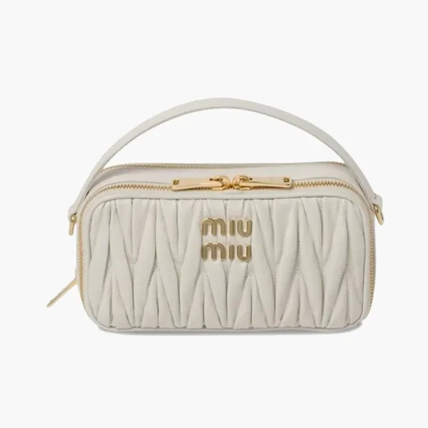 Miu Miu Matelassé Bandoliera Handbag White