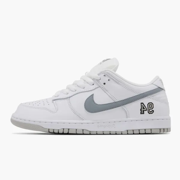 Nike Dunk Low SB x Supreme White Metallic Silver