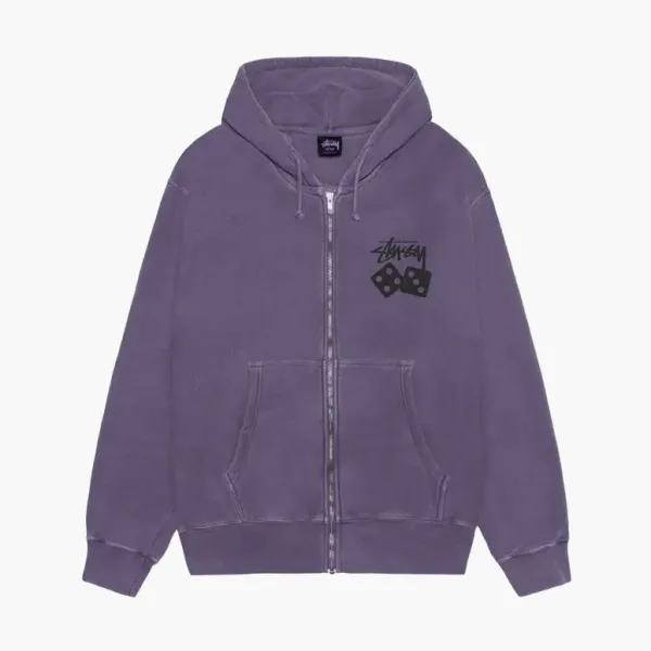 Stussy Dice Zip Hoodie Pigment Dyed Grape