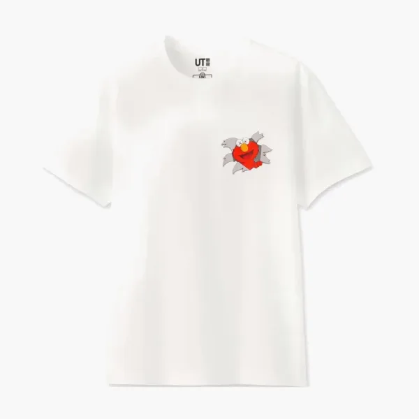 Kaws x Sesame Street x UNIQLO Logo Trendy Clothing Featured Tops T-Shirt White