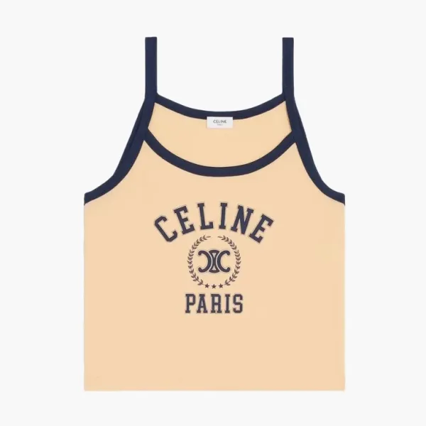 Celine Tank Top in Cotton Jersey Cheesecake / Navy