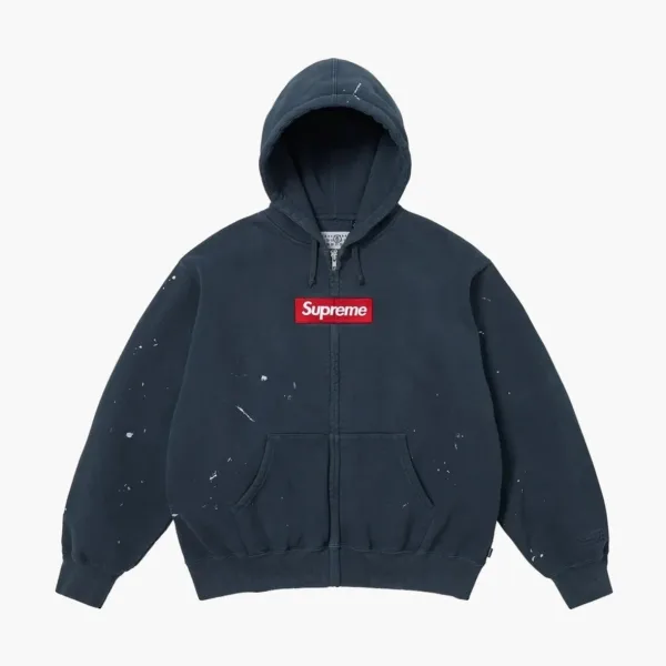 Supreme x MM6 Maison Margiela Box Zip Up Hooded Sweatshirt Navy