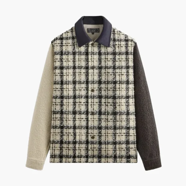 Kith Mixed Tweed Boxy Collared Overshirt Sandrift