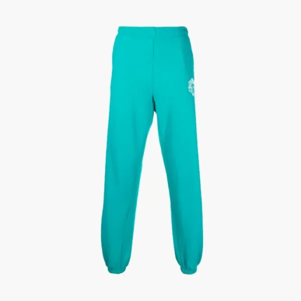 Sporty & Rich Crest Cotton Track Pants Turquoise
