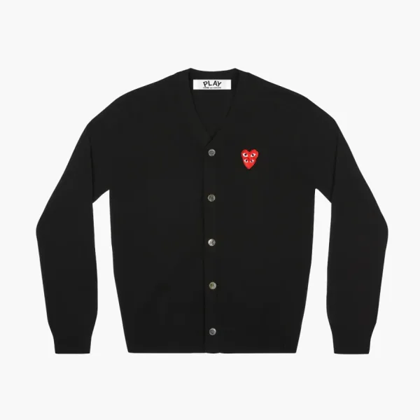 COMME des GARCONS PLAY Cardigan Red Emblem Black