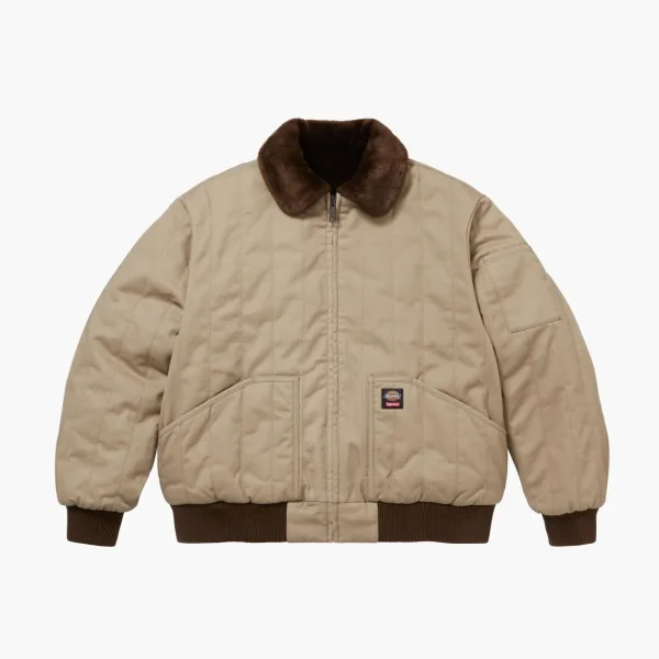 Supreme x Dickies Reversible Quilted Faux Fur Work Jacket Tan
