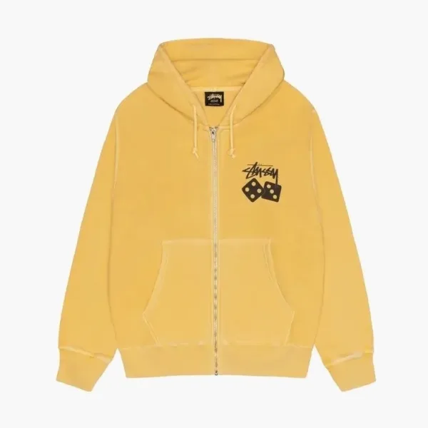 Stussy Dice Zip Hoodie Pigment Dyed Yellow