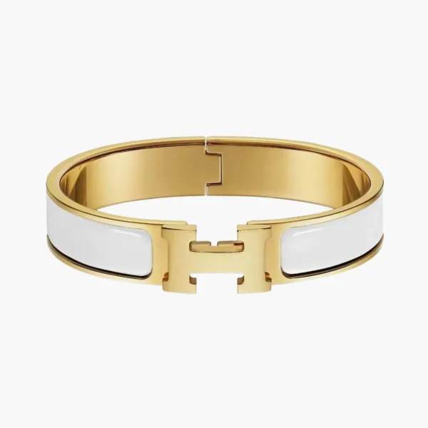 Hermes Clic H Bracelet White & Gold 