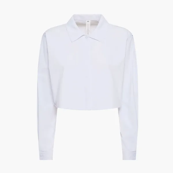Alo Yoga Cropped Take Me Out Button Up White