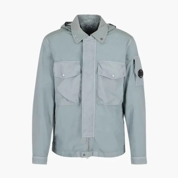 C.P. Company Flatt Nylon Mixed Goggle Overshirt Silver Blue