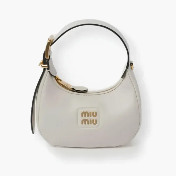 Miu Miu Leather Hobo Bag Halk White