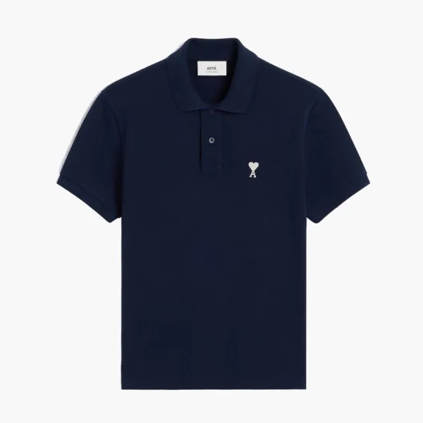 Ami Paris Cotton Polo Shirt Night Blue