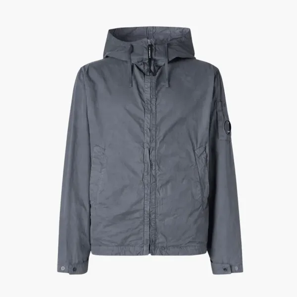 C.P.Company Zippered Closure Hooded Sleeve Jacket Grey