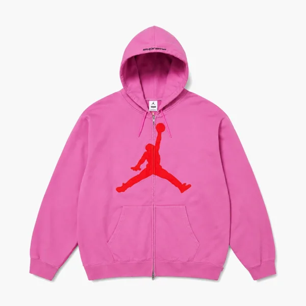 Supreme x Jordan Zip Up Hooded Sweatshirt Pink