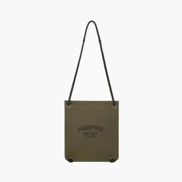 Hermes Cotton Shoulder Bag Regular Khaki