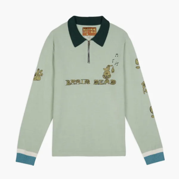 Brain Dead x Tim Biskup Lex Half Zip Sweater Mint