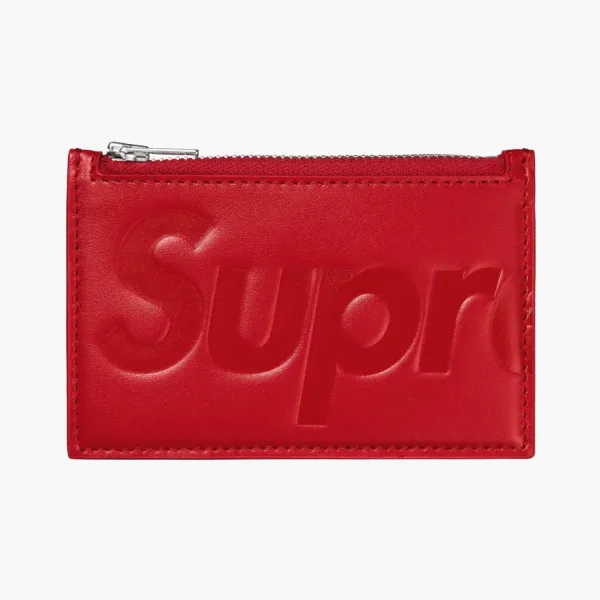 Supreme Leather Zip Card Holder Red