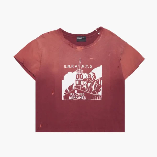 Enfants Riches Déprimés Burning Church T-Shirt Dark Scarlet
