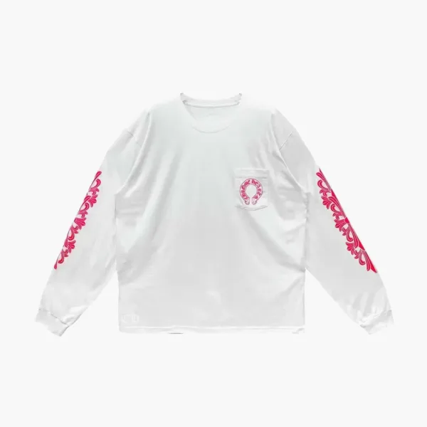 Chrome Hearts Classic Horseshoe Long Sleeve White Pink