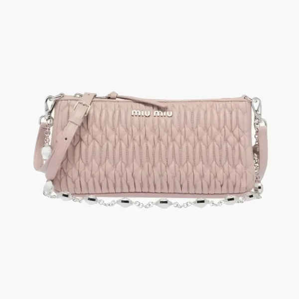MIU MIU Matelassé Crossbody Bags Wallets Egg White Stone Color