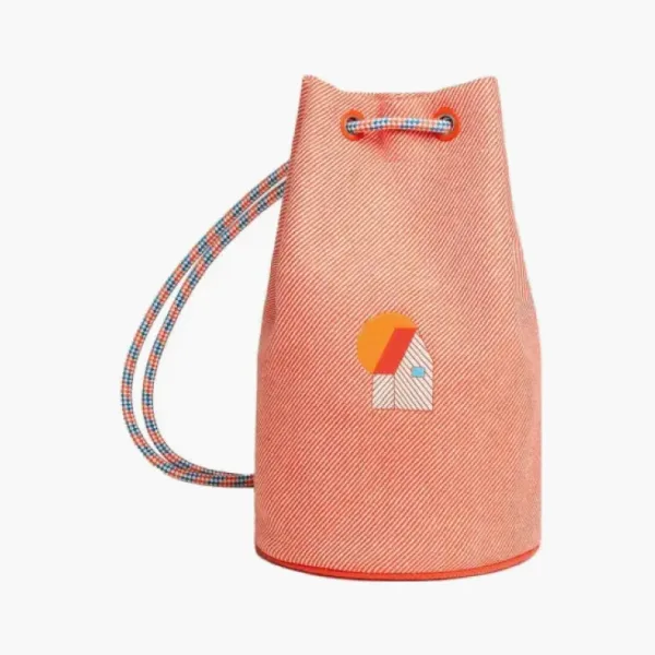 HERMES Canvas Clutch Canvas Bag Flame Orange