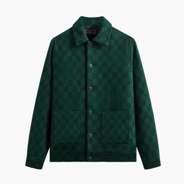 Kith Check Boucle Boxy Collared Overshirt Ivy Green