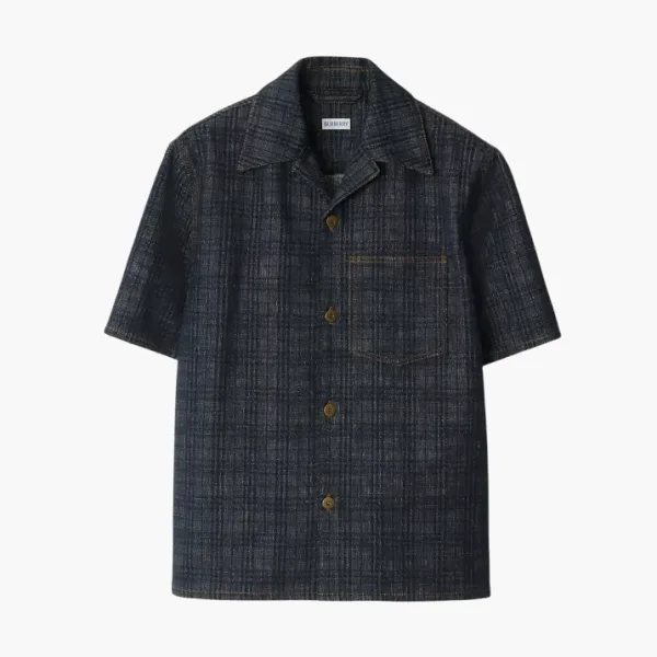 Burberry Relaxed Fit Check Denim Shirt Indigo