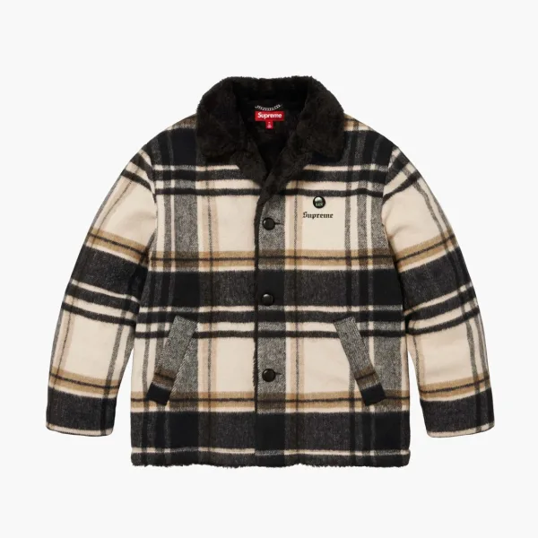 Supreme Plaid Car Coat Cream