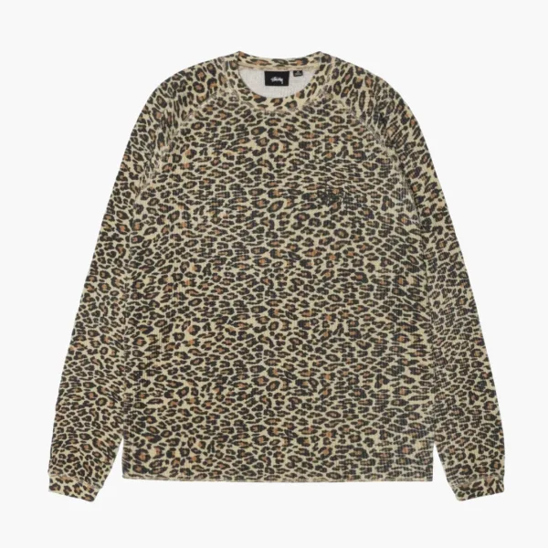 Stussy Raglan Thermal Long-Sleeve Crew Leopard