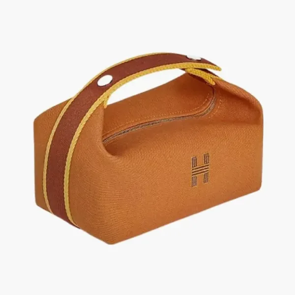 HERMES Bride a Brac Cotton Storage Bag Brown