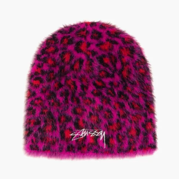 Stussy Leopard Pattern Skullcap Pink