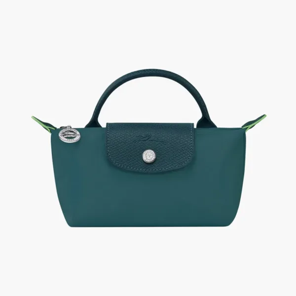 Longchamp Le Pliage Green Handle Pouch Peacock
