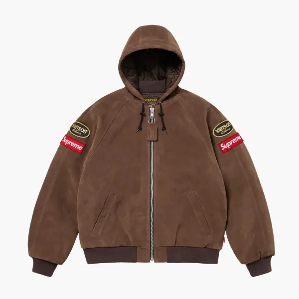 Supreme x Vanson Leathers Hooded Work Jacket Suede