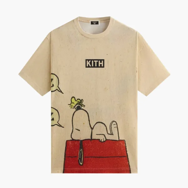 Kith For Peanuts Sleeping Doghouse Comic Vintage Tee Sandrift