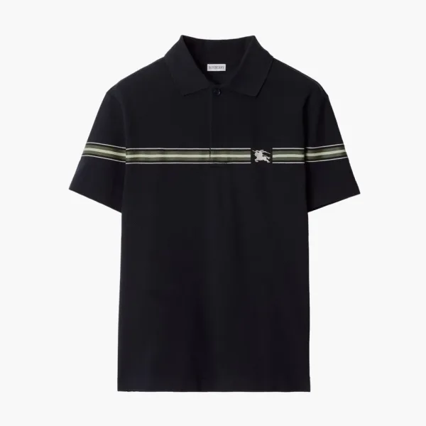 Burberry Striped Cotton Polo Shirt  Indigo