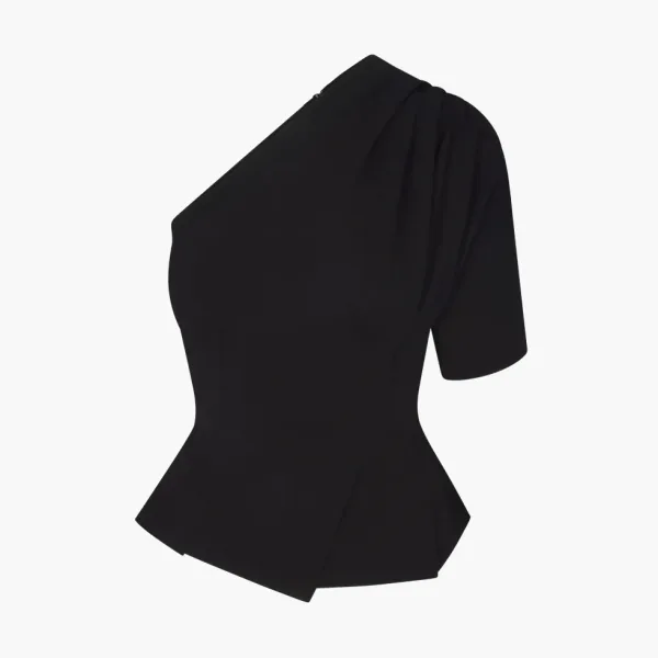 Khy One Shoulder Cinching Tee Black