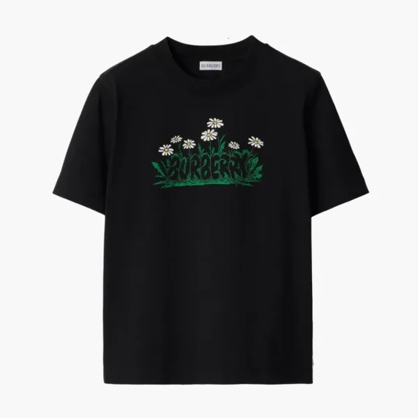Burberry Daisy Logo Cotton T-shirt  Black