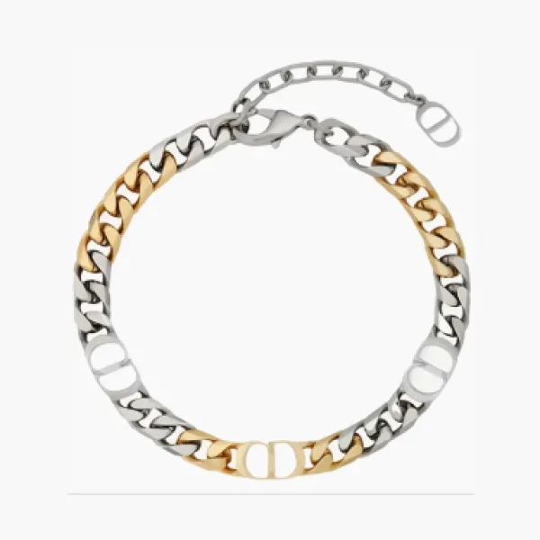DIOR CD Icon Chain Link Bracelet Brass Silver-Finish