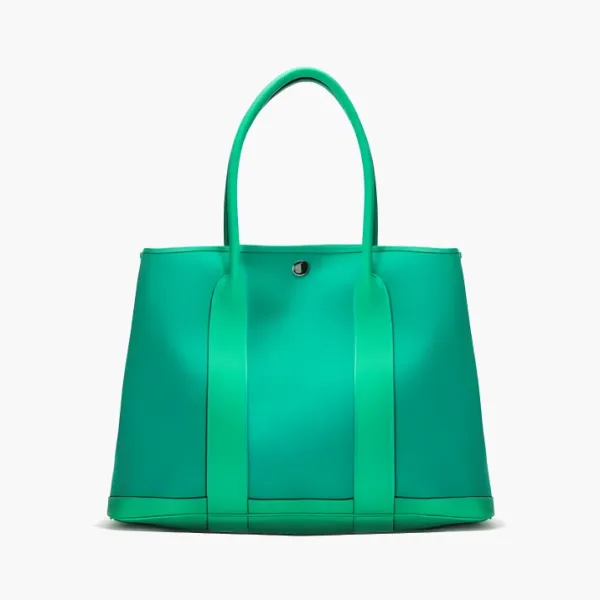 HERMES Garden Officer Canvas With Negonda Cow Leather Canvas Bag Verona Green/Mint Green