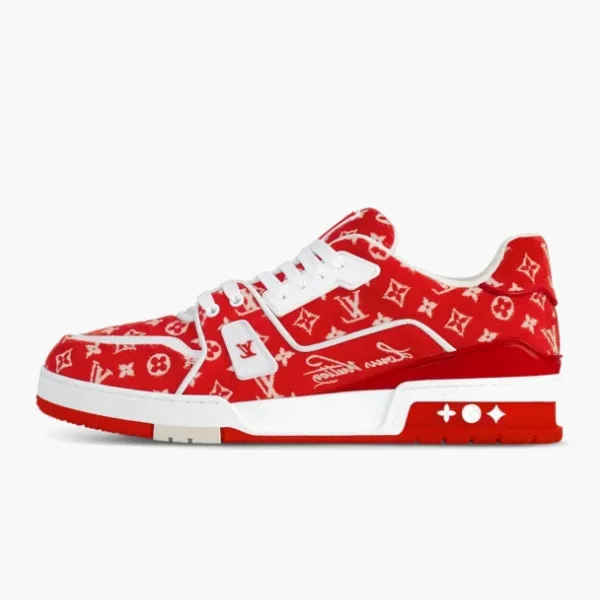 Louis Vuitton Trainer Red Monogram Textile