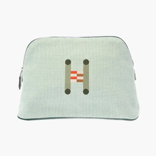 Hermès Bolide Pouch MM Crazy H Cloud White & Mint Green